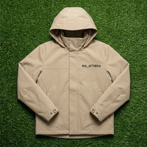 <b>Men</b> Beige Hooded Outdoor <b>Jacket</b> Windproof Full Zip Casual Hiking Camping Workwear <b>Utility</b> <b>Jacket</b> - Product Image 5