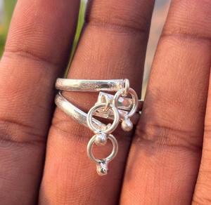 แหวนเงินแท้ 925 ดีไซน์ทันสมัย ทำมือ ห่วงห้อย ปรับขนาดได้ สไตล์มินิมอล โบฮีเมียน สำหรับผู้หญิง - Product Image 3