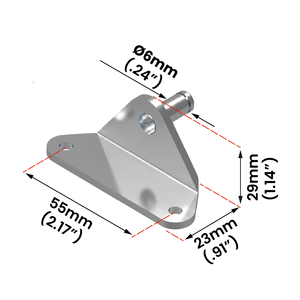 Support universel ELO2101 pour œillet de 6 mm, fixation externe à piston à gaz pliable, fixation en forme de L à 90 degrés, montage facile - Product Image 1