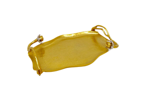 ถาดเสิร์ฟโลหะเคลือบสีทองทรงสี่เหลี่ยมผืนผ้าพร้อมที่จับเครื่องครัวสำหรับตกแต่งบ้านงานแต่งงานงานเลี้ยงรื่นเริงทาสีเสร็จ - Product Image 3