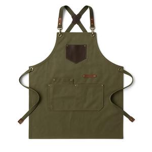 Tablier de cuisine en coton résistant à l'eau, élégant et multifonctionnel, pour la maison, les chefs et la pâtisserie, avec poches, logo personnalisé - Product Image 2