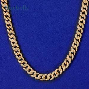 Hot Sale 14K Gold Plated 925 Silver 8mm Iced Micro Paved <b>Cuban</b> <b>Chain</b> for Men Luxury Moissanite <b>Necklaces</b> - Product Image 2