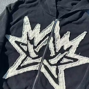 Custom French Terry Vintage Acid Wash Embroidery Unisex Zip Hoodies <b>Drop</b> Shoulder <b>Sun</b> Faded Zipper 100% Cotton Quick Dry - Product Image 5
