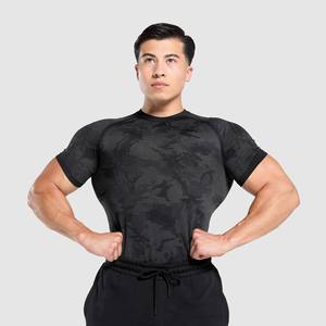 Highly Elastic Cotton <b>Short</b> Sleeve Training Relaxed Fitted Workout Muscle Fitness Slim Fit Sport T-Shirt Gym T-shirt for <b>men</b> - Product Image 2