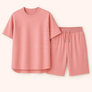 Ensemble décontracté deux pièces d'été pour hommes | T-shirt à manches courtes et short | Tissu léger et respirant | Logo personnalisé et couleur disponible - Product Image 3