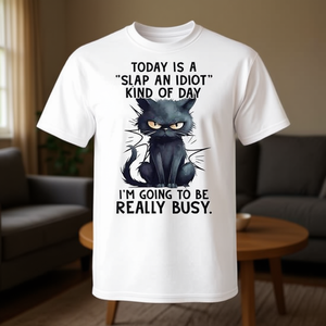 Camiseta Today's Cat Is Busy-Slap an Idiot Kind of Day - Product Image 3