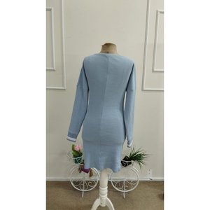 Vestido Corto con Cuello en V y Manga Larga para Mujer, 38497 - Azul - Product Image 5
