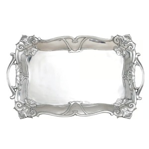 ถาดโลหะงานฝีมือสีเงินทรงสี่เหลี่ยมที่ทันสมัยพร้อมดีไซน์สุดหรูสำหรับบ้านโรงแรมงานแต่งงานใช้ในชีวิตประจำวันอินเดีย - Product Image 4