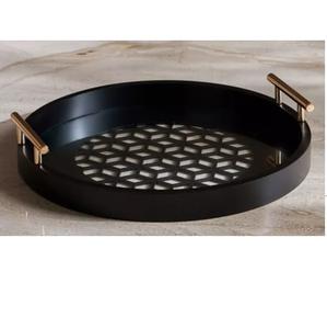 Home Catering Usage Snacks Dessert Serving Wooden <b>Tray</b> Usage <b>Black</b> Antique Finishing Latest Wooden Breakfast Server <b>Tray</b> - Product Image 1