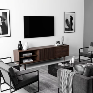 โต๊ะวางทีวีไม้จริง ดีไซน์มินิมอล ผลิตในอินโดนีเซีย สำหรับห้องนั่งเล่น ห้องนอน โรงแรม อพาร์ทเมนต์ - Product Image 1