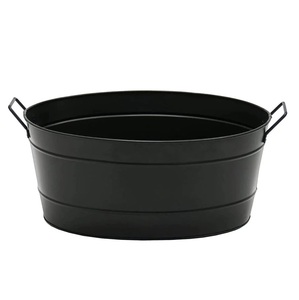 Black Coated Iron Galvanized Wine Bottle <b>Cooler</b> Ice Bucket Oval Shape for Outdoor Party Events Celebrations <b>Drink</b> Chiller - Product Image 4