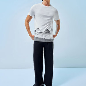 Camiseta personalizable para hombre, algodón de alta calidad, poliéster, transpirable, cuello redondo, manga corta, tela de lona, logotipo personalizado, diseño en línea - Product Image 5