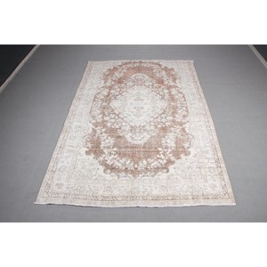 พรมตุรกีวินเทจ ขนาด 5.7x8.3 ฟุต (174x253 ซม.) พรมขนสัตว์ลายจุดสีขาว - Product Image 1