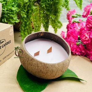 ชุดของขวัญเทียนมะพร้าวกลิ่นหอมธรรมชาติพร้อมชามกะลามะพร้าวสำหรับตกแต่งดิวาลีทำด้วยมือจากเวียดนาม - Product Image 1