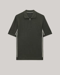 เสื้อโปโลผ้าฝ้าย100% สำหรับผู้ชายมีซิปด้านหน้าทรงสลิมฟิตพร้อมแถบสีล้วนแนวธุรกิจขายส่ง - Product Image 3