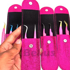 Pince à épiler à volume de 75 degrés Pointe en fibre Pince à épiler à extension de cils à forte tenue incurvée mince avec pochette magnétique personnalisée - Product Image 2