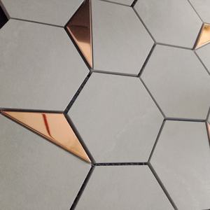 GeometricGlow RGPVD Mosaïque céramique hexagonale vitrifiée haute durabilité 73Mm Mat pour salon Zone sèche Chambre à coucher caractéristique - Product Image 3