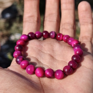 Hot Selling High-quality 8MM Pink Tiger Eye Stone Round Bead Luxury Handmade <b>Adjustable</b> 925 Silver Gift Fashionable <b>Bracelet</b> - Product Image 2