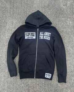 Nouveaux sweats à capuche zippés courts pour hommes en molleton français personnalisé 500 g/m² avec strass, délavé à l'acide, effet vieilli, broderie de patchs - Product Image 3