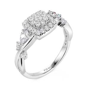 Jeulia Twisted Halo <b>Oval</b> Cut <b>Moissanite</b> Cluster <b>Engagement</b> <b>Ring</b> - Product Image 2