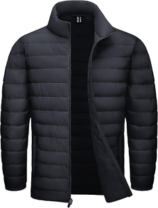 Chaqueta acolchada ligera con cuello levantado para hombre, para invierno, cálida, repelente de agua y nieve, con cierre de cremallera, bolsillos, directo de fábrica - Product Image 6