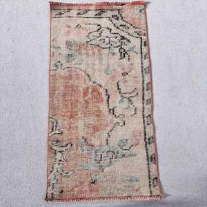 Turkish Rug 1.6x3.2 ft Small Rug <b>Brown</b> Red <b>Wool</b> Eco-Friendly Traditional Patchwork Latex Backed Rug - Product Image 1