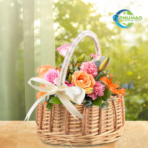 Cesta de flores de ratán duradera hecha a mano en Vietnam, tamaños personalizados para bodas y eventos especiales, cesta de picnic - Product Image 3