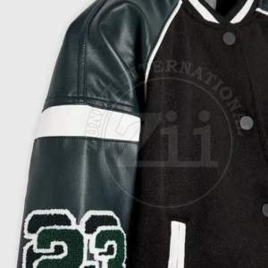 Veste de baseball en satin personnalisable pour hommes, collège, printemps, manches brodées, style hip-hop pour femmes, col montant grande taille, OEM - Product Image 2