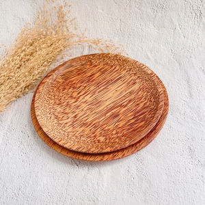 Assiette de service en bois de noix de coco forme ronde | Assiette durable naturelle pour un usage quotidien et l'hospitalité | Fournisseur OEM Vietnam - Product Image 3
