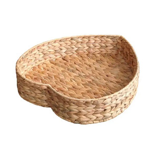 Jacinthe tissé paille bac de rangement jonc de mer plateau en rotin-Rectangle cadeau panier décor à la maison accessoire avec eau jacinthe tissage - Product Image 1