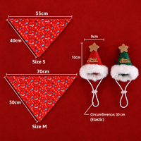 Ensemble écharpe triangulaire et chapeau étoile imprimés pour animaux de compagnie (chats et chiens) en coton, thème Noël