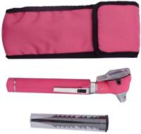 Medical ENT Otoscope Sets Manual Fiber Optic Stainless Steel Mini Educational Personal Use Paramedics EMT (PINK) High SURGICAL