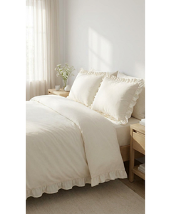 Wholesale <b>Ruffled</b> Poly-Cotton <b>Bedding</b> Set Double Queen Size Frill Trim Duvet Cover 4pcs Soft Breathable Home Hotel Modern 250tc - Product Image 5