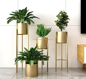 Mejor venta al por mayor de maceta de oro de metal con soporte (Juego de 3) - Product Image 4