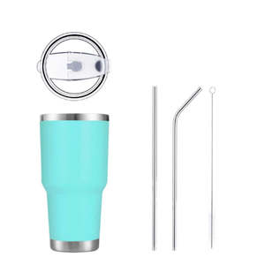 Vaso termo con aislamiento al vacío de doble pared de acero inoxidable de 30oz, taza para bebidas frías y calientes, Pajita para actividades al aire libre, uso en la oficina - Product Image 4