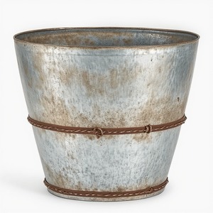 Maceta decorativa de cuero galvanizado con acabado rústico mate, trabajo artesanal Diseñado para interiores decorativos de temporada - Product Image 1