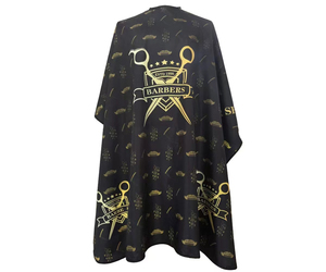 Cape de barbier imperméable en nylon pongé pour homme avec fermeture à pression en silicone et métal pour la coupe de cheveux pour coiffeur - Product Image 1