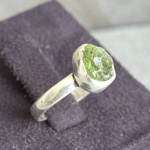 Anillo de aniversario de boda de plata de ley a la moda de estilo bohemio hecho a mano, piedra preciosa de Prehnita Irregular, regalo chapado en oro - Product Image 3