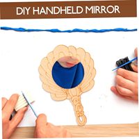2pcs Design rustique Petit miroir en bois fait à la main DIY Mini miroir à main délicat pour maquillage et jeu éducatif