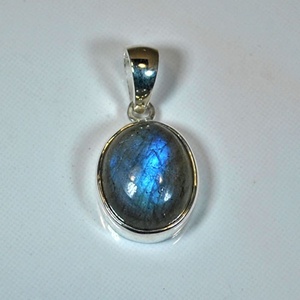 Pendentif vintage en labradorite en argent sterling 925 avec sertissage clos plaqué or, bijou de fiançailles, cadeau - Product Image 3