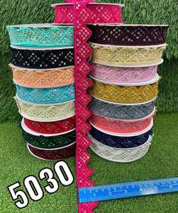 Cordones florales bordados hechos a medida con lentejuelas Estilos tradicionales de lujo en colores surtidos para artesanías de diseñadores de ropa - Product Image 3