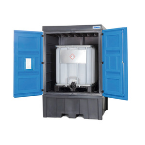 Deposito di materiali pericolosi in polietilene (PE), con porte, per 1 IBC o 4 barili - Product Image 1