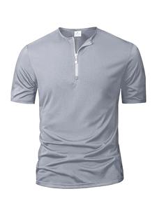 Camiseta de Verano para Hombre, Color Sólido, Manga Corta, Cuello con Cierre, Transpirable, Informal, Estilo Urbano, Nueva Camiseta para Hombre - Product Image 2
