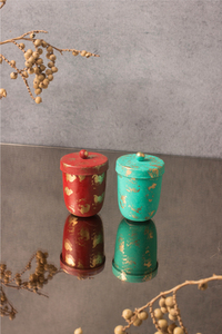 Vela de tarro llena de cera de Metal rojo y verde más vendida cena en casa y boda - Product Image 3