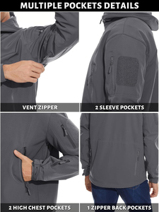 Veste tactique Softshell de haute qualité pour l'hiver Durable Durable Taille personnalisable Poche latérale Zip Softshell Vestes Enduit - Product Image 4