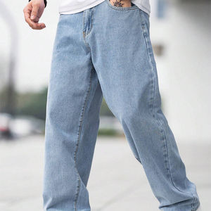 กางเกงยีนส์ทรงตรงสไตล์วินเทจทรงหลวมแนวสตรีทสำหรับผู้ชายสกปรกซักด้วยโคลน - Product Image 3