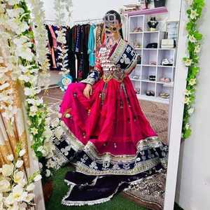 Vestidos afganos tradicionales para mujer Manga larga Botón de encaje Cintura natural Diseño Vintage para la venta - Product Image 3