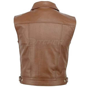 Chaleco de Invierno para Hombre, de Piel de Vaca Genuina, Cierre de Botones, Cortavientos, Ligero, Elegante, Sin Mangas, Estilo Casual Urbano - Product Image 3