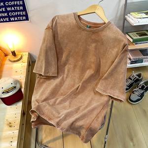 เสื้อยืดวินเทจสำหรับผู้ชายซักด้วยกรดเสื้อยืดโลโก้กราฟิกขนาดใหญ่พิเศษผ้าคอตตอน250gsm 100% ออกแบบได้ตามต้องการ - Product Image 6