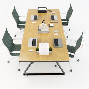 โต๊ะกลุ่ม 4 ที่นั่ง BFTB2012 TrapezBamboo II ขนาด 240x120 ซม. ดีไซน์เรียบง่ายแบบดั้งเดิม ขาเหล็ก สำหรับห้องประชุม - Product Image 2